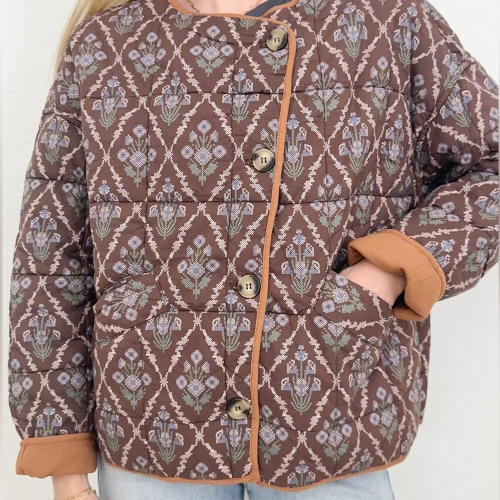 Neutral Ground Paisley Printed Floral Jacket Size Medium